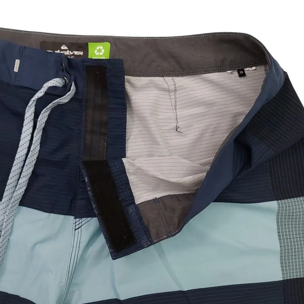 Quiksilver Board Shorts Mens 38 Navy Color Block Performance Swim Surf Trunks